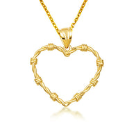 Gold Heart Crown of Thorns Jesus Christ Pendant Necklace XS/S/M/L/XL (Available Yellow/Rose/White Gold)