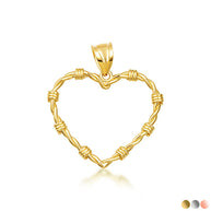 Gold Heart Crown of Thorns Jesus Christ Pendant Necklace XS/S/M/L/XL (Available Yellow/Rose/White Gold)