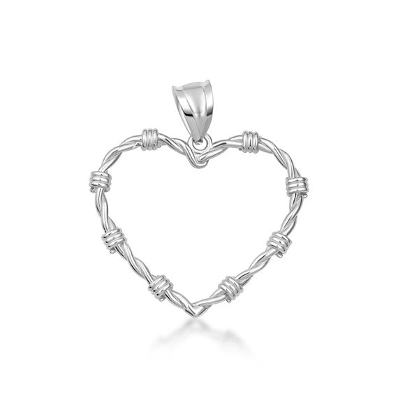 .925 Sterling Silver Heart Crown of Thorns Jesus Christ Pendant Necklace XS/S/M/L/XL