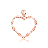 Gold Heart Crown of Thorns Jesus Christ Pendant Necklace XS/S/M/L/XL (Available Yellow/Rose/White Gold)