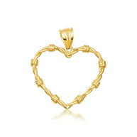 Gold Heart Crown of Thorns Jesus Christ Pendant Necklace XS/S/M/L/XL (Available Yellow/Rose/White Gold)
