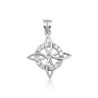 Gold Irish Celtic Cross Halo Trinity Knot Pendant Necklace (Available in Yellow/Rose/White Gold)