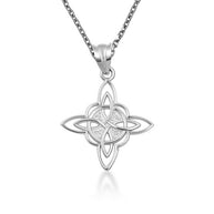.925 Sterling Silver Irish Celtic Cross Trinity Knot Pendant Necklace