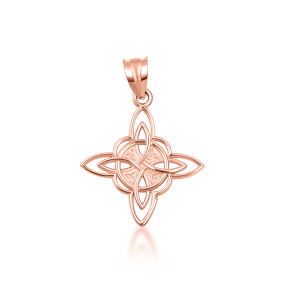 Gold Irish Celtic Cross Trinity Knot Pendant Necklace (Available in Yellow/Rose/White Gold)