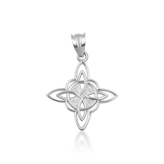 .925 Sterling Silver Irish Celtic Cross Trinity Knot Pendant Necklace