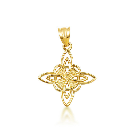 Gold Irish Celtic Cross Trinity Knot Pendant Necklace (Available in Yellow/Rose/White Gold)