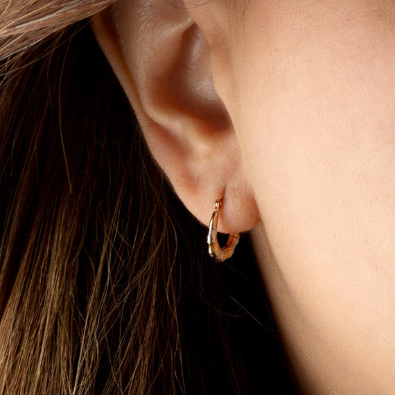 Two-Tone Gold Ribbed Striped Hoop Earrings