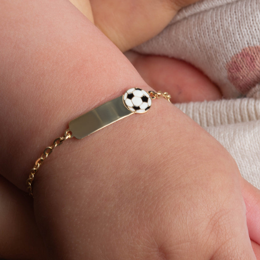 14K Yellow Gold Diamond Heart Nameplate Engravable Love Baby Bracelet