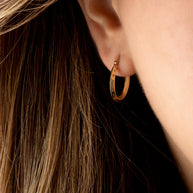 14K Yellow Gold Diamond Cut Horseshoe Hoop Earrings