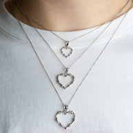 .925 Sterling Silver Heart Crown of Thorns Jesus Christ Pendant Necklace XS/S/M/L/XL