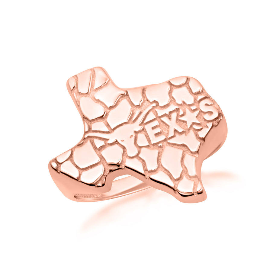 Gold Texas Lone Star State Longhorn Nugget Ring (Available in Yellow/Rose/White Gold)