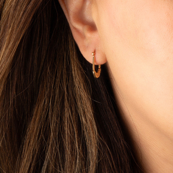 14K Yellow Gold Olive Leaf Hoop Earrings