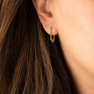 14K Yellow Gold Olive Leaf Hoop Earrings