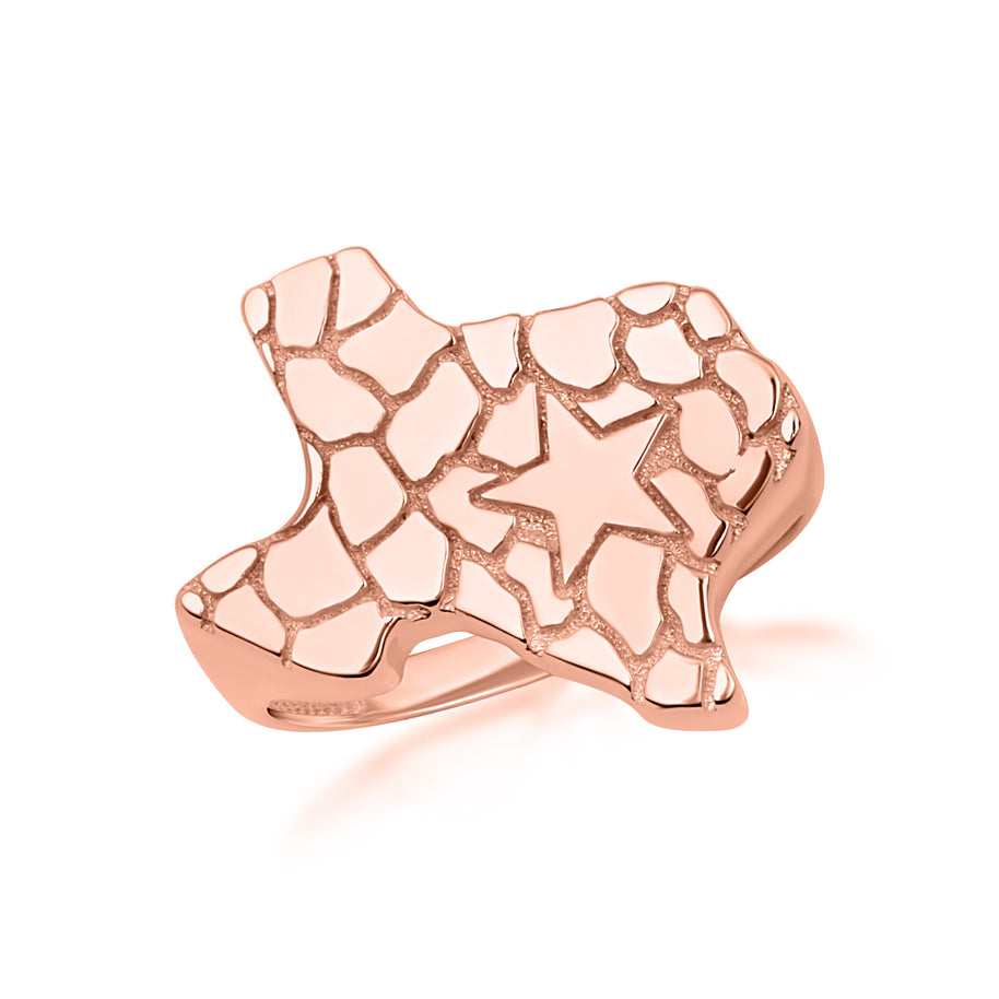 Gold Texas Lone Star State Nugget Ring (Available in Yellow/Rose/White Gold)