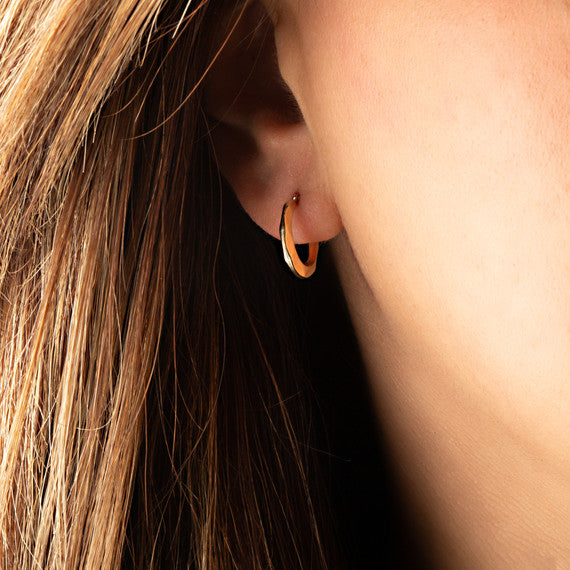 Yellow Gold Textured Hoop Earrings