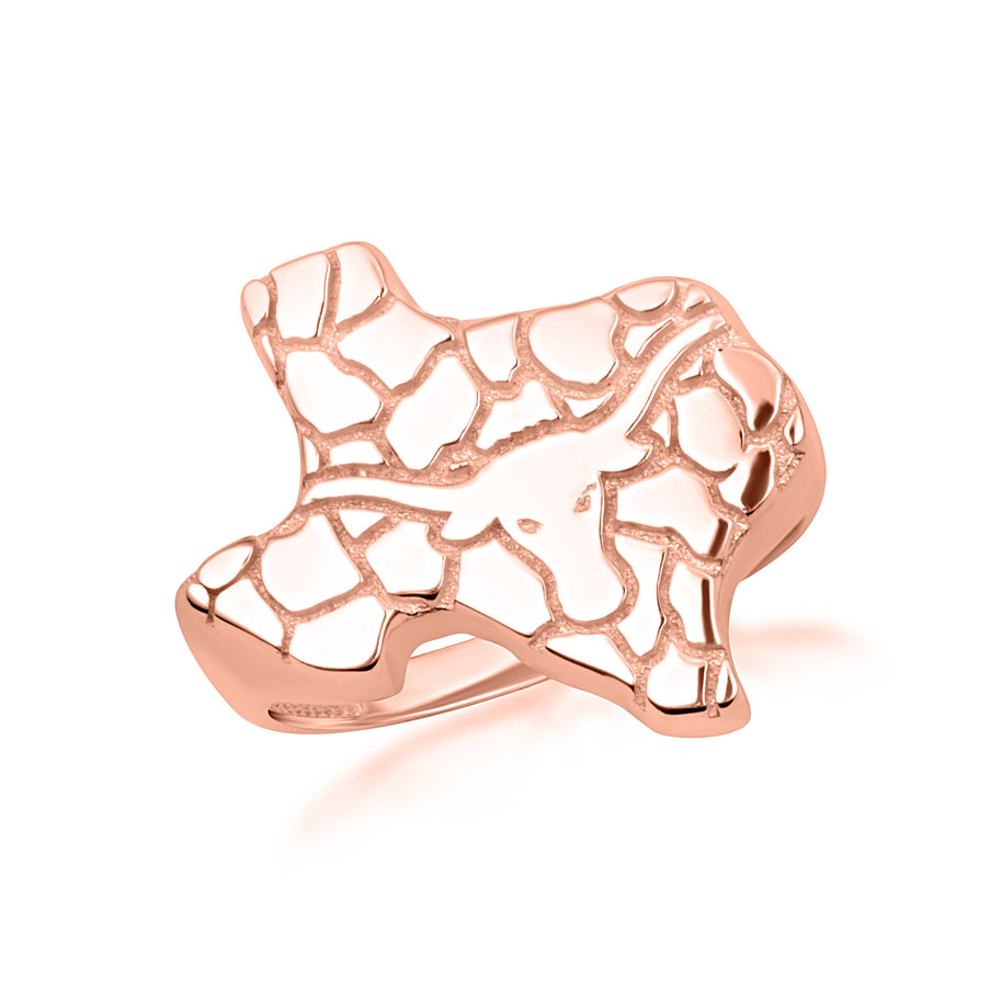 Gold Texas State Longhorn Nugget Ring (Available in Yellow/Rose/White Gold)