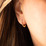 Yellow Gold Croissant Hoop Earrings