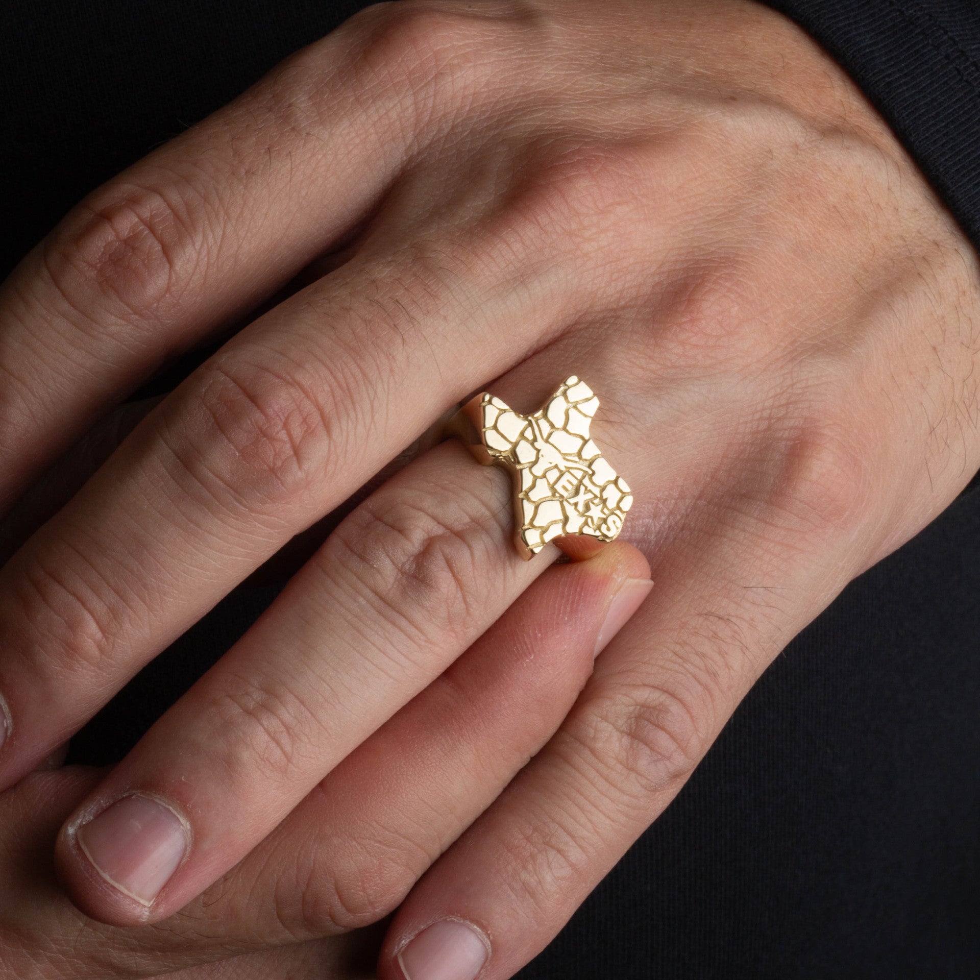 Gold Texas Lone Star State Longhorn Nugget Ring (Available in Yellow/Rose/White Gold)
