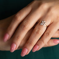 Tri-Color Gold Cubic Zirconia 15 Años Heart Quinceañera Diamond Cut Ring