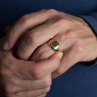 Yellow Gold Men's Elegant Solid Nugget Engravable Signet Ring