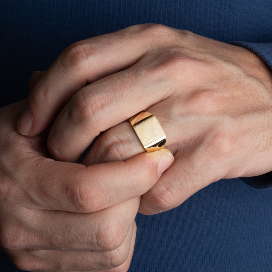 Yellow Gold Men's Timeless Solid Signet Ring