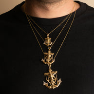 Two-Tone Gold Cubic Zirconia Mariner Cross Crucifix Anchor Jesus Christ Pendant Necklace S/M/l (Available in Yellow/White Gold