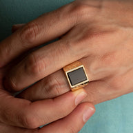 Gold Black Onyx Nugget Signet Ring (Available in Yellow/Rose/White Gold)