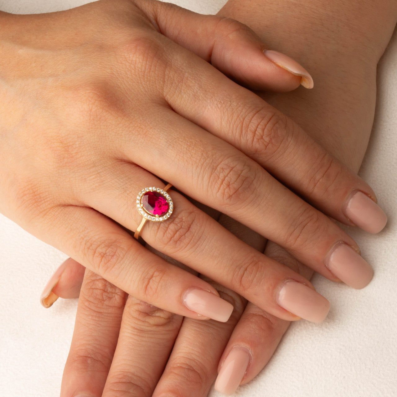 Gold Personalized Halo Birthstone Ring (Available in Yellow/Rose/White Gold)