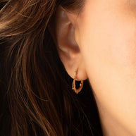 14K Two-Tone Gold Textured Oval Hoop Earrings