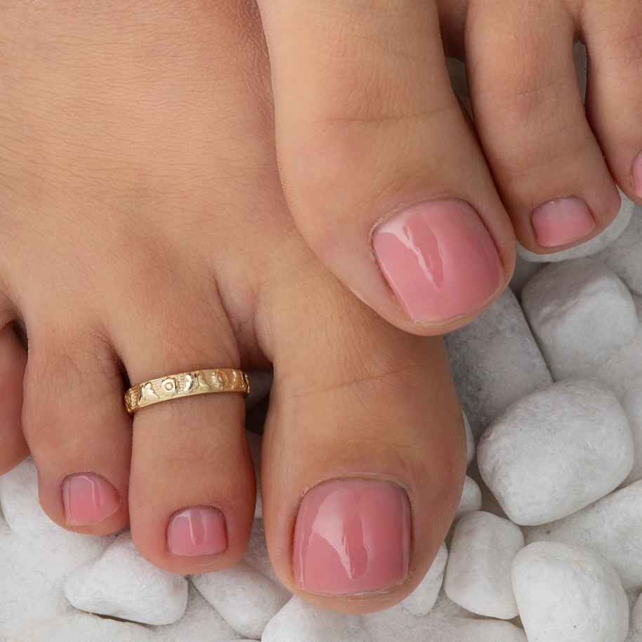 Gold Butterfly Sunflower Band Toe Ring (Available in Yellow/Rose/White Gold)