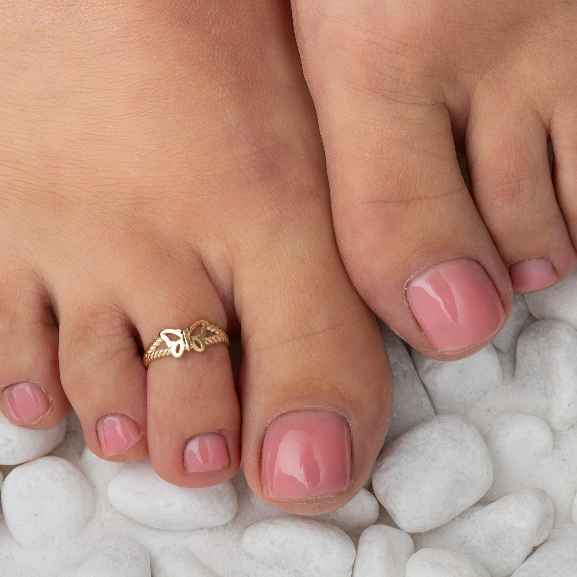Gold Butterfly Rope Toe Ring (Available in Yellow/Rose/White Gold)