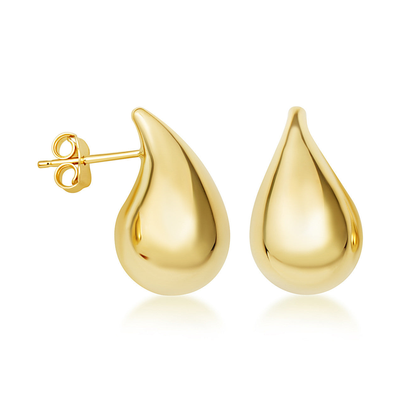 14K Yellow Gold Teardrop Stud Earrings S/M/L/XL