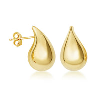 14K Yellow Gold Teardrop Stud Earrings S/M/L/XL