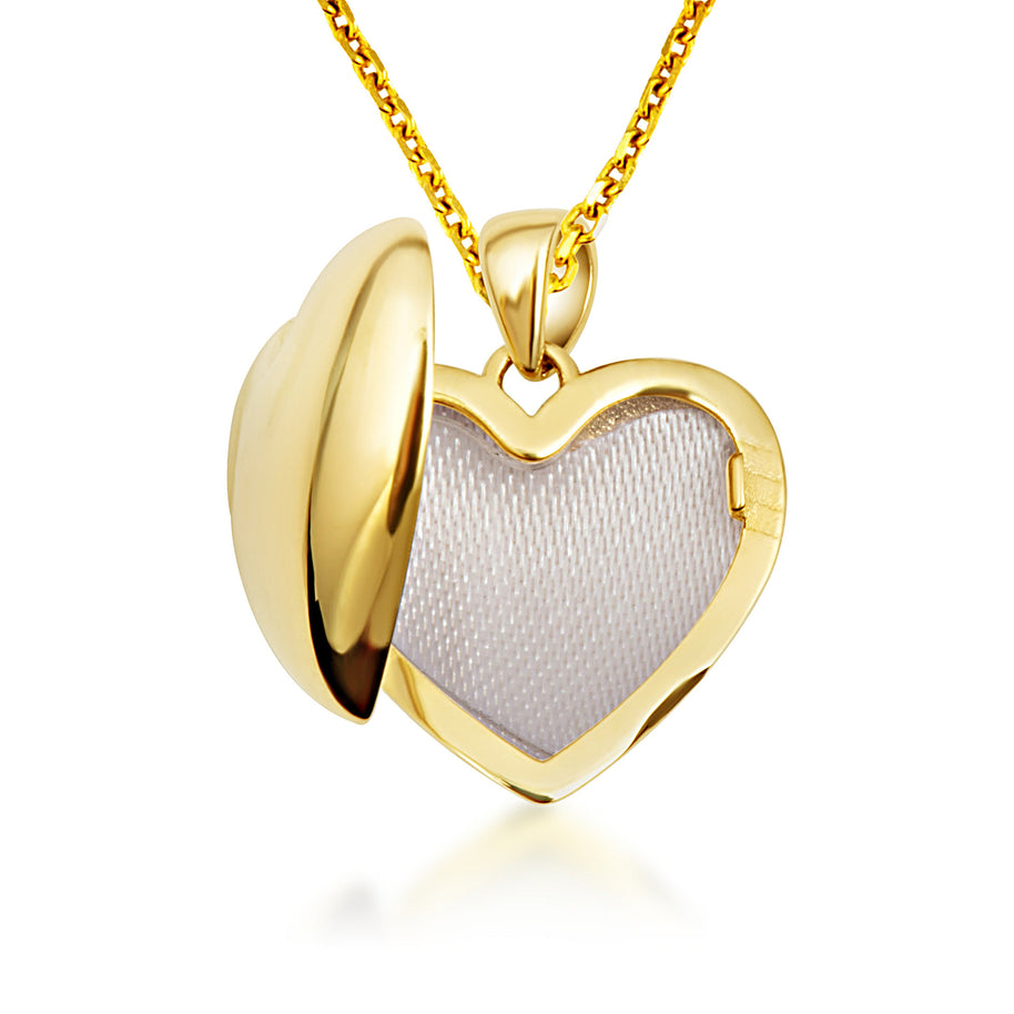 14K Yellow Gold Heart Locket Vintage Love Pendant Necklace