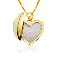 14K Yellow Gold Heart Locket Vintage Love Pendant Necklace