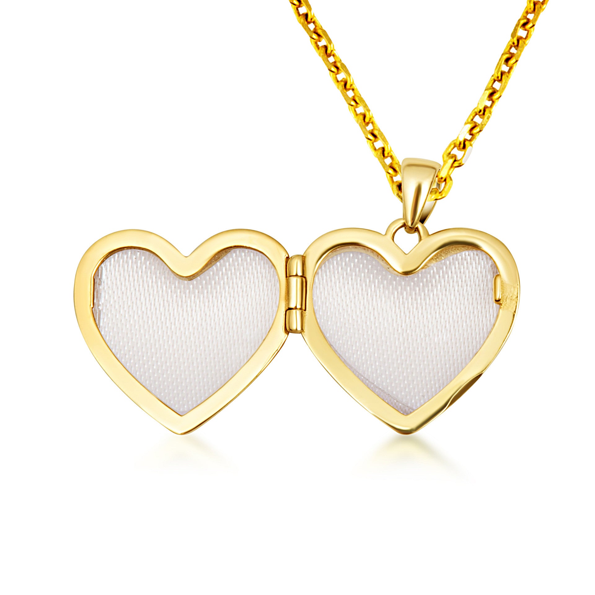 14K Yellow Gold Heart Locket Vintage Love Pendant Necklace