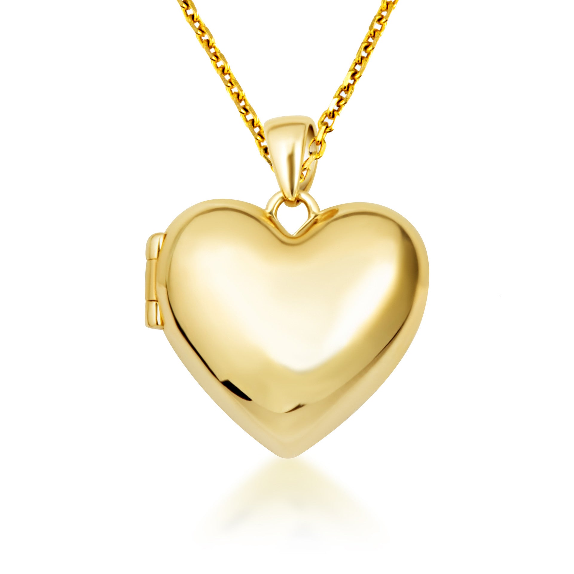 14K Yellow Gold Heart Locket Vintage Love Pendant Necklace