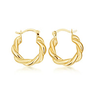14K Yellow Gold Polished Twist Hoop Earrings