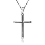 14K Gold Religious Cross Crucifix Tube Pendant Necklace (Available in Yellow/White Gold)