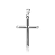 14K Gold Religious Cross Crucifix Tube Pendant Necklace (Available in Yellow/White Gold)