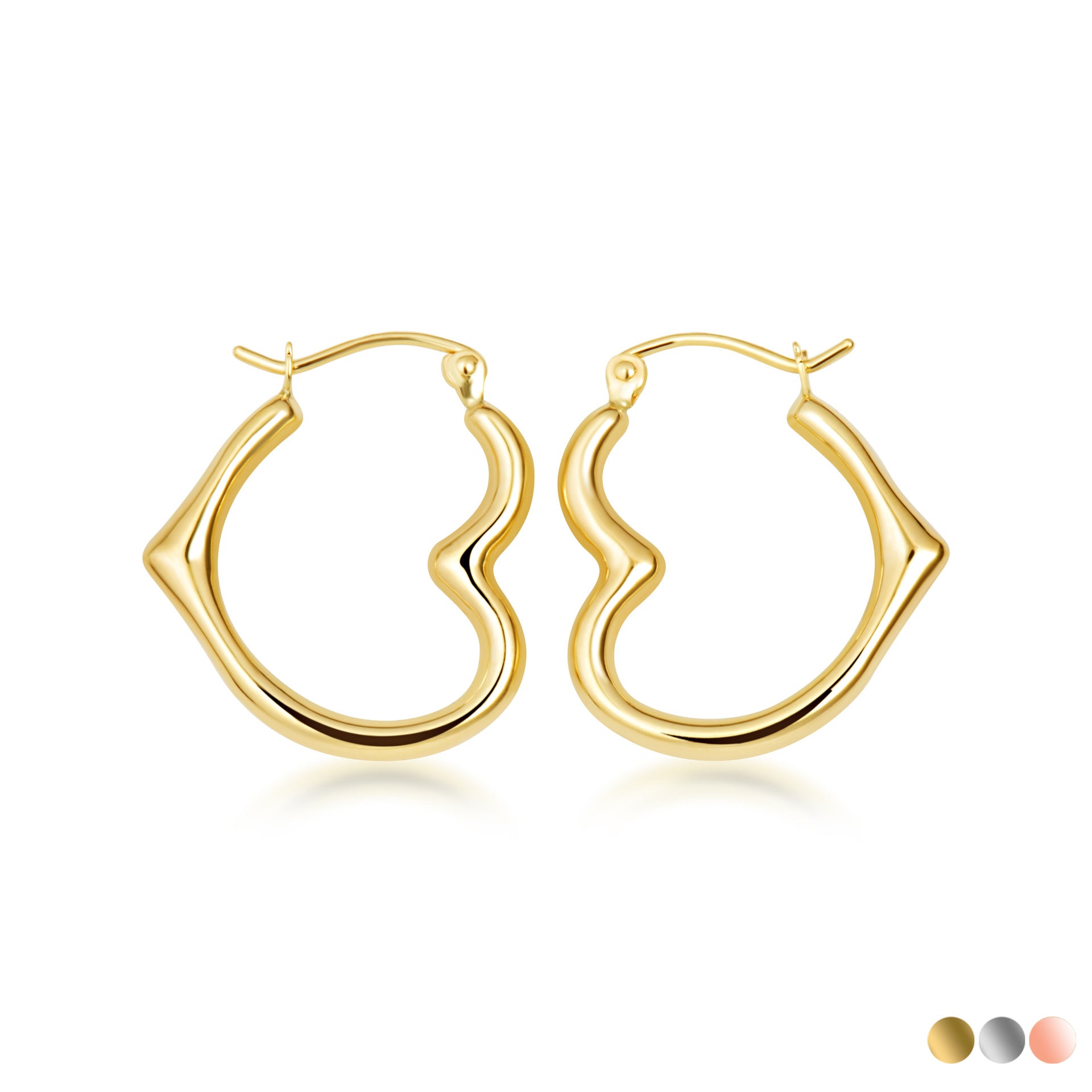 14K Gold Sideways Heart Hoop Earrings (Available in Yellow/White/Rose Gold)