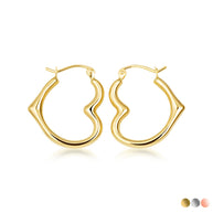 14K Gold Sideways Heart Hoop Earrings (Available in Yellow/White/Rose Gold)