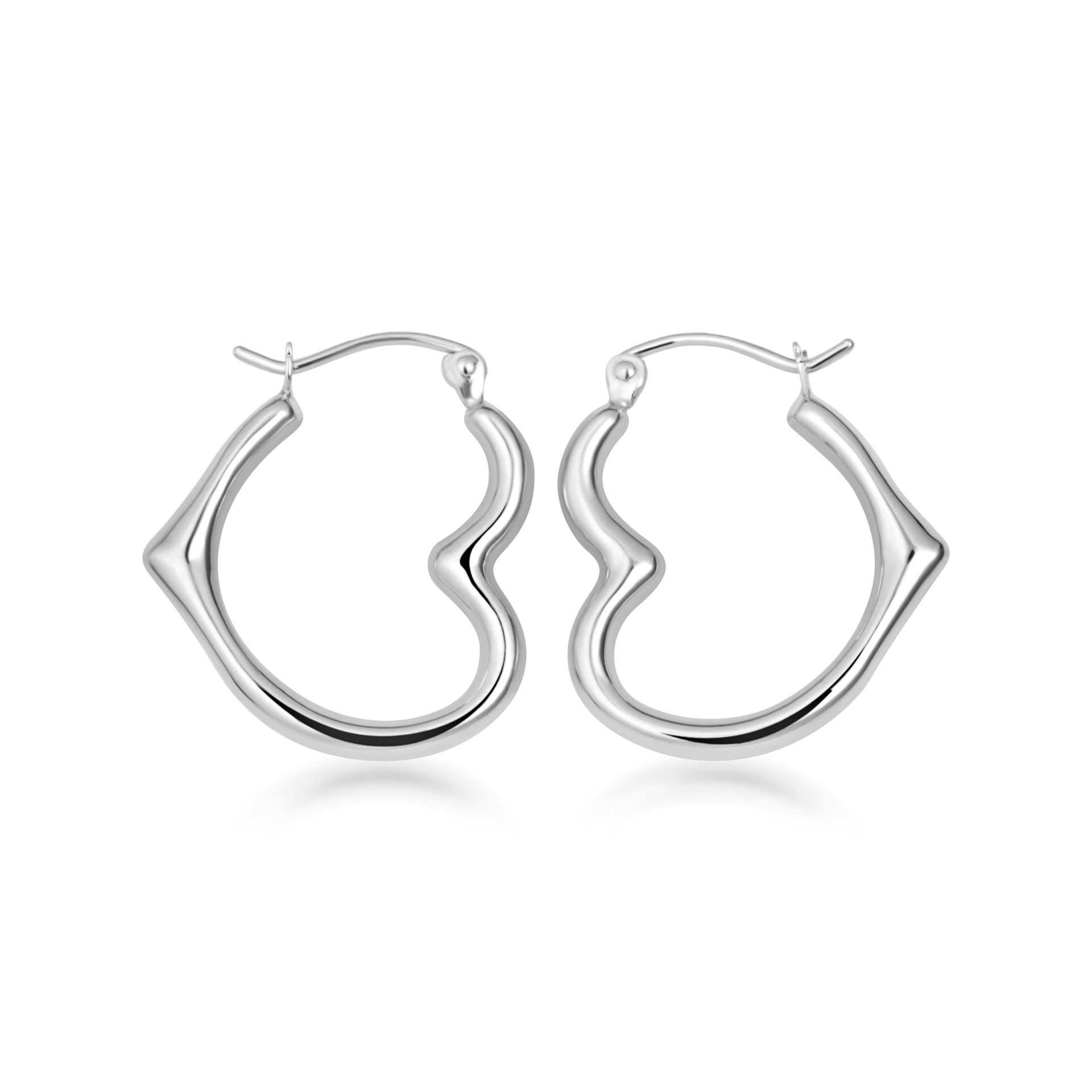 14K Gold Sideways Heart Hoop Earrings (Available in Yellow/White/Rose Gold)