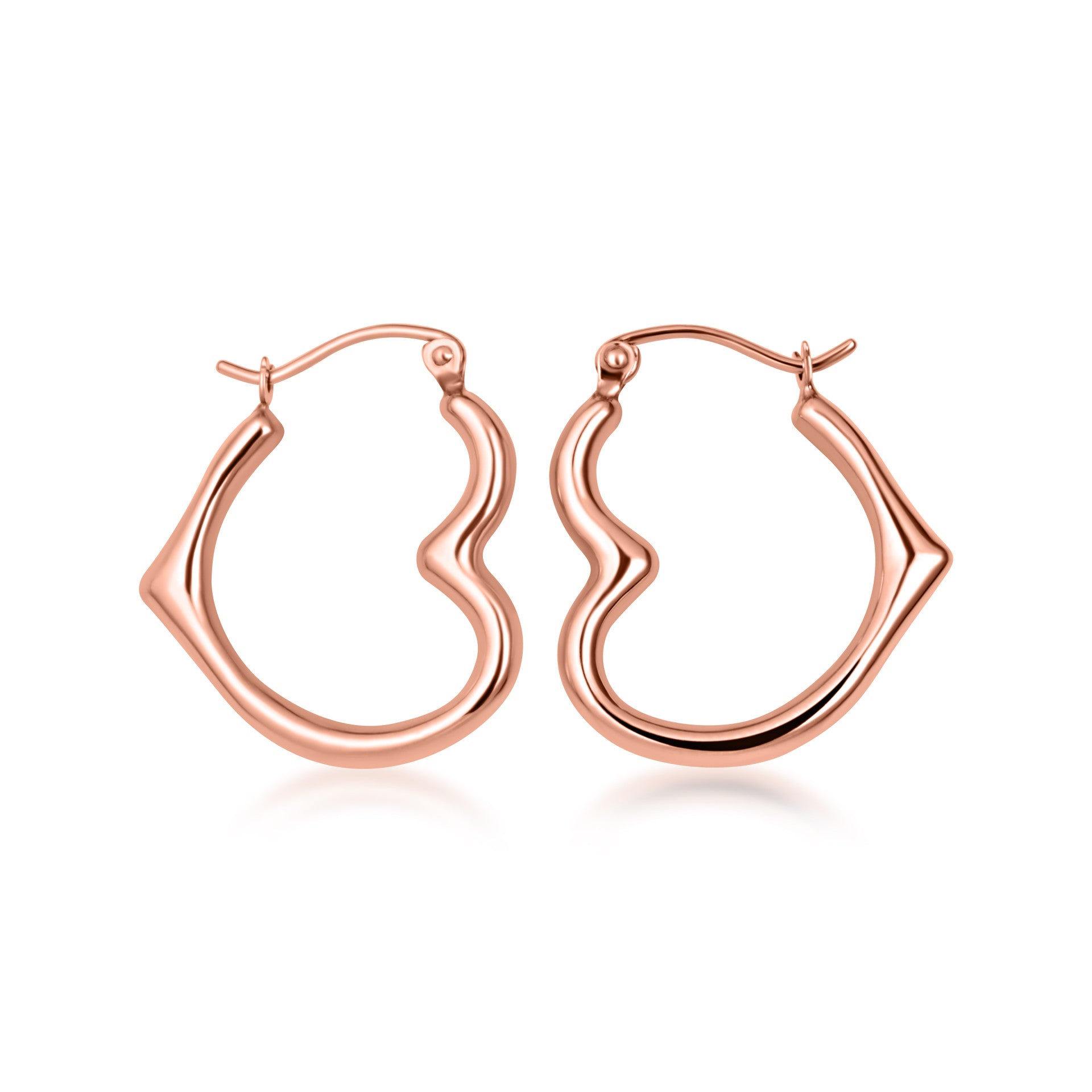 14K Gold Sideways Heart Hoop Earrings (Available in Yellow/White/Rose Gold)