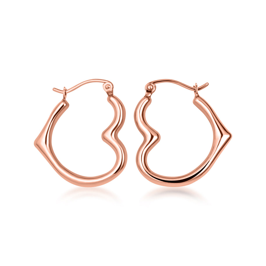 14K Gold Sideways Heart Hoop Earrings (Available in Yellow/White/Rose Gold)