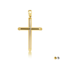14K Gold Religious Cross Crucifix Tube Pendant Necklace (Available in Yellow/White Gold)