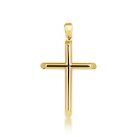 14K Gold Religious Cross Crucifix Tube Pendant Necklace (Available in Yellow/White Gold)