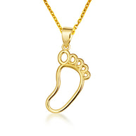 14K Yellow Gold Footprint Charm Pendant Necklace