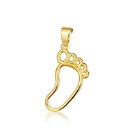 14K Yellow Gold Footprint Charm Pendant Necklace
