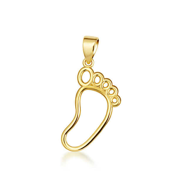 14K Yellow Gold Footprint Charm Pendant Necklace